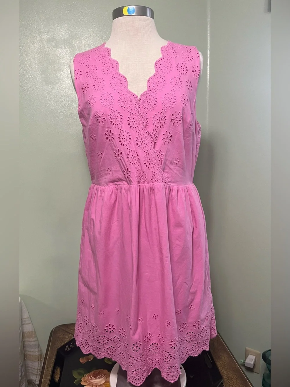 J.Crew Pink Eyelet Sleeveless Cotton Dress Size 12